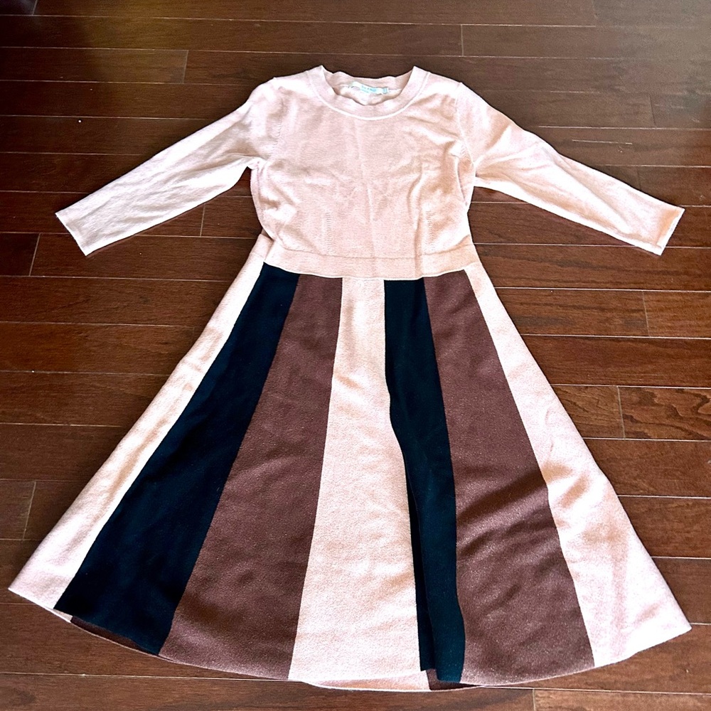 Boden Pink Long Sleeve A-Line Dress